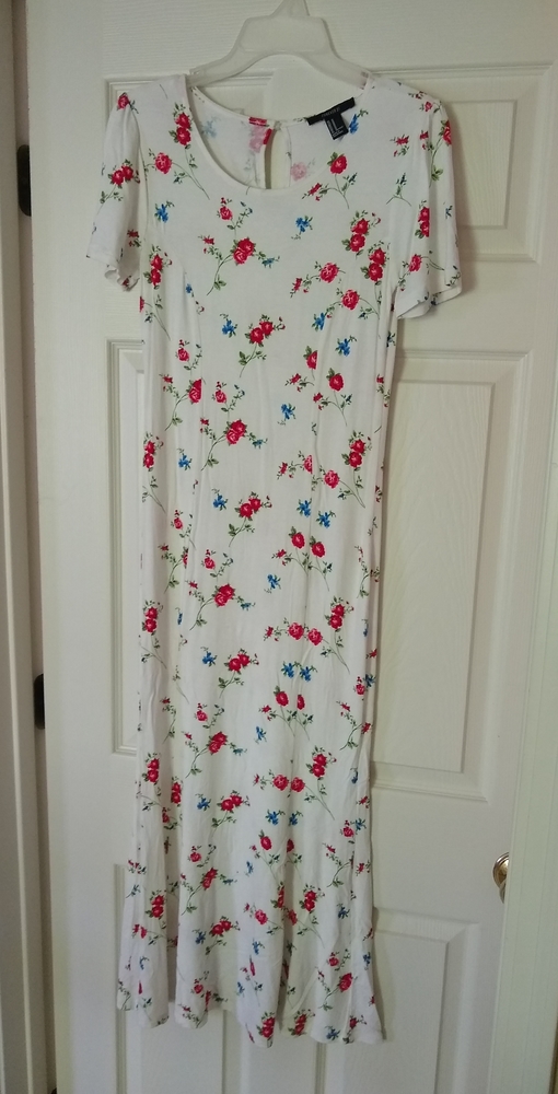 White with floral maxi dress